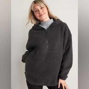 Cozy Sherpa Half-Zip Tunic Hoodie